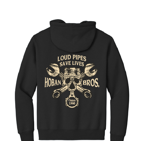 LOUD PIPES SAVES LIVES ZIP UP HOODIE