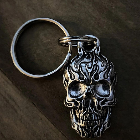 Flaming Skull Keychain