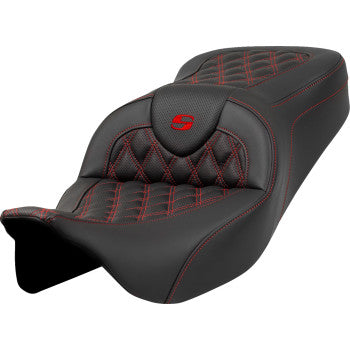 Roadsofa™ Seat - Lattice Stitch - Red Stitch - without Backrest - FLH/FLT '08-'23