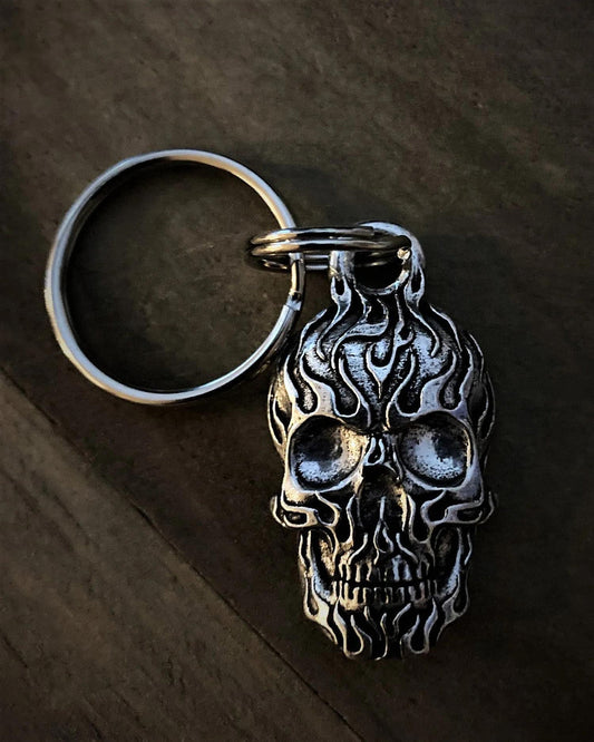 Flaming Skull Keychain